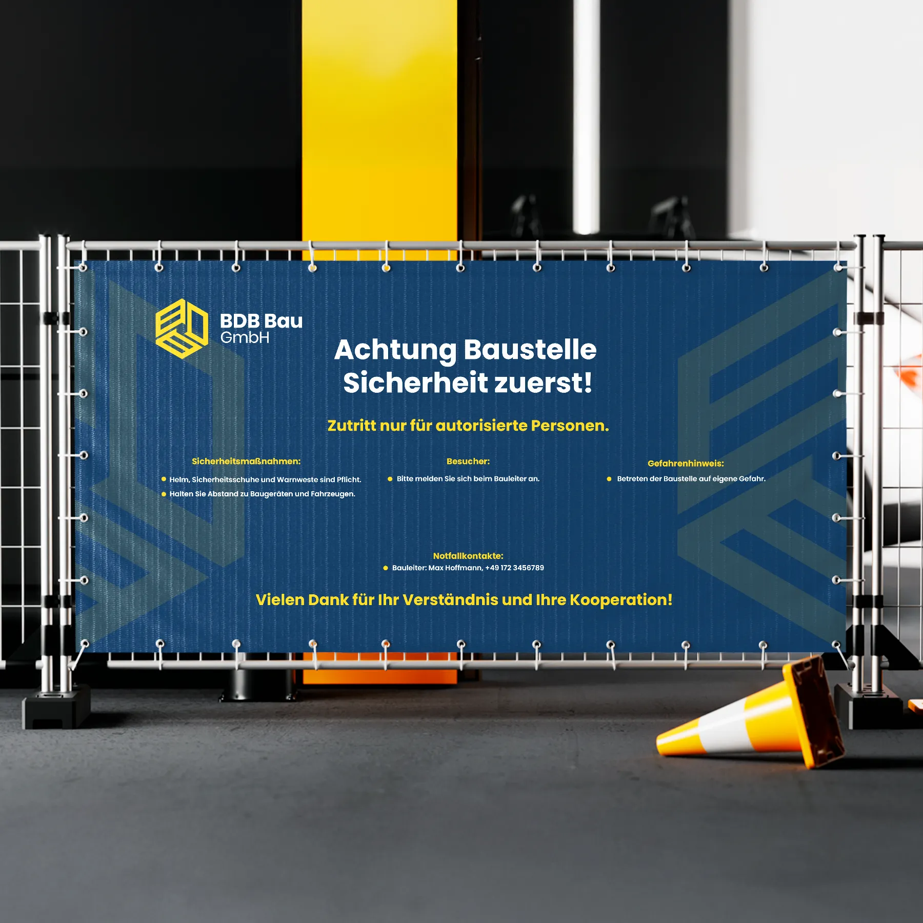 BDB bau construction sight sign