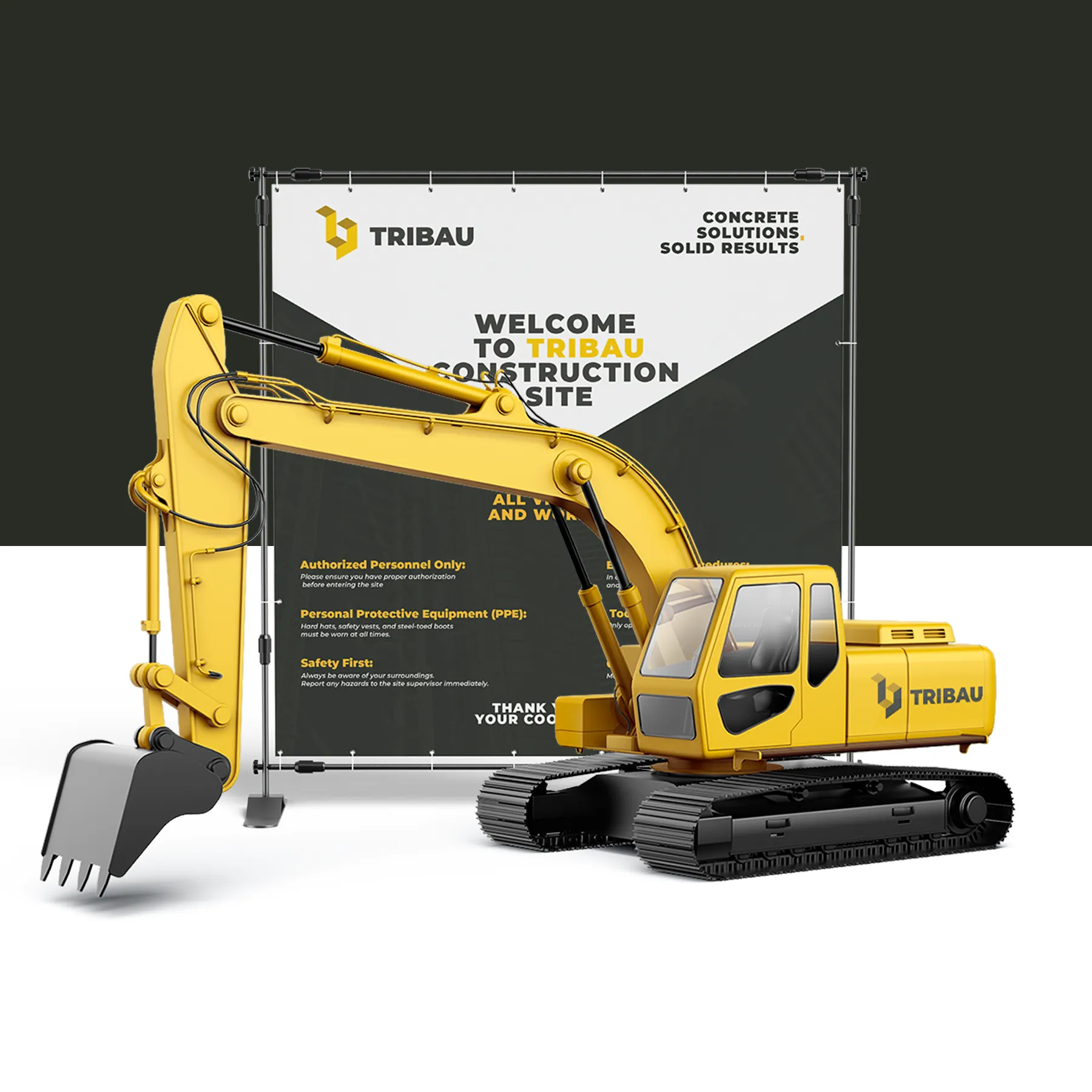 Tribau branding, excavator mockup image